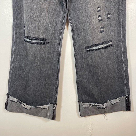 Alice & Olivia Womens Grey Distress High Rise Wide Leg Boyfriend Jeans Size 30 - Picture 5 of 14